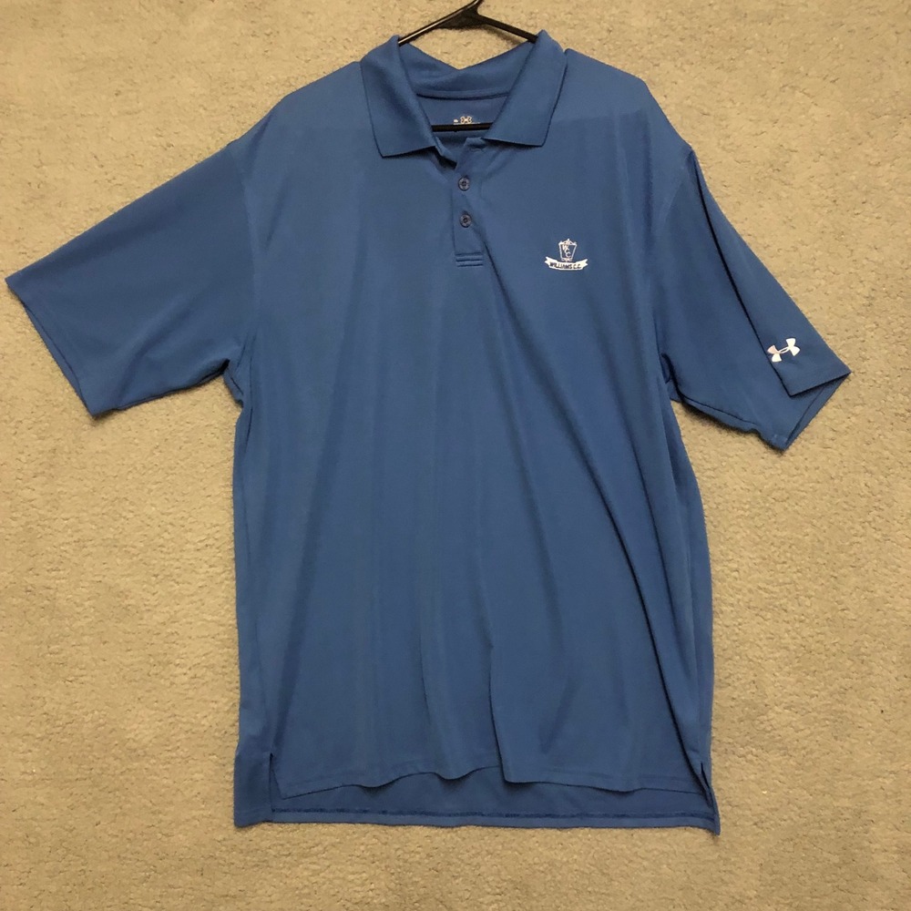 Under Armour Mens XL Blue Golf Polo Shirt Williams CC Country Club HeatGear Logo